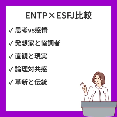 ENTPとESFJの違いと見分け方を徹底解説！のアイキャッチ画像